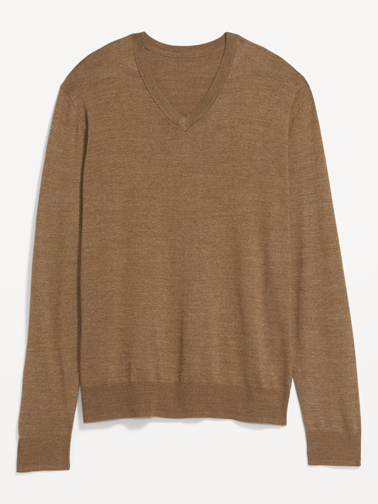 Men's V-Neck Sweater for Men Tall Cinnamon