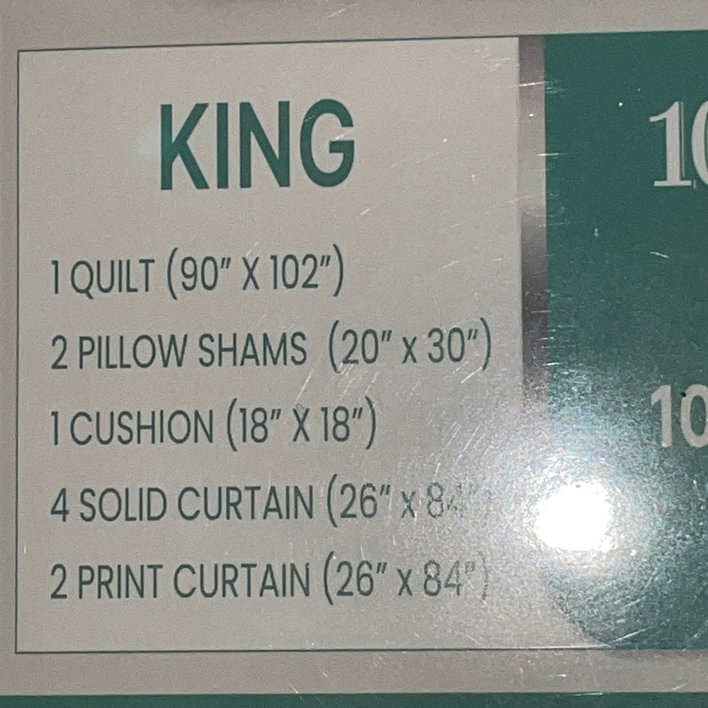 10 Piece LORDES Quilt w Sheet Set W Matching Curtains  KING AQUA BUTTERFLY