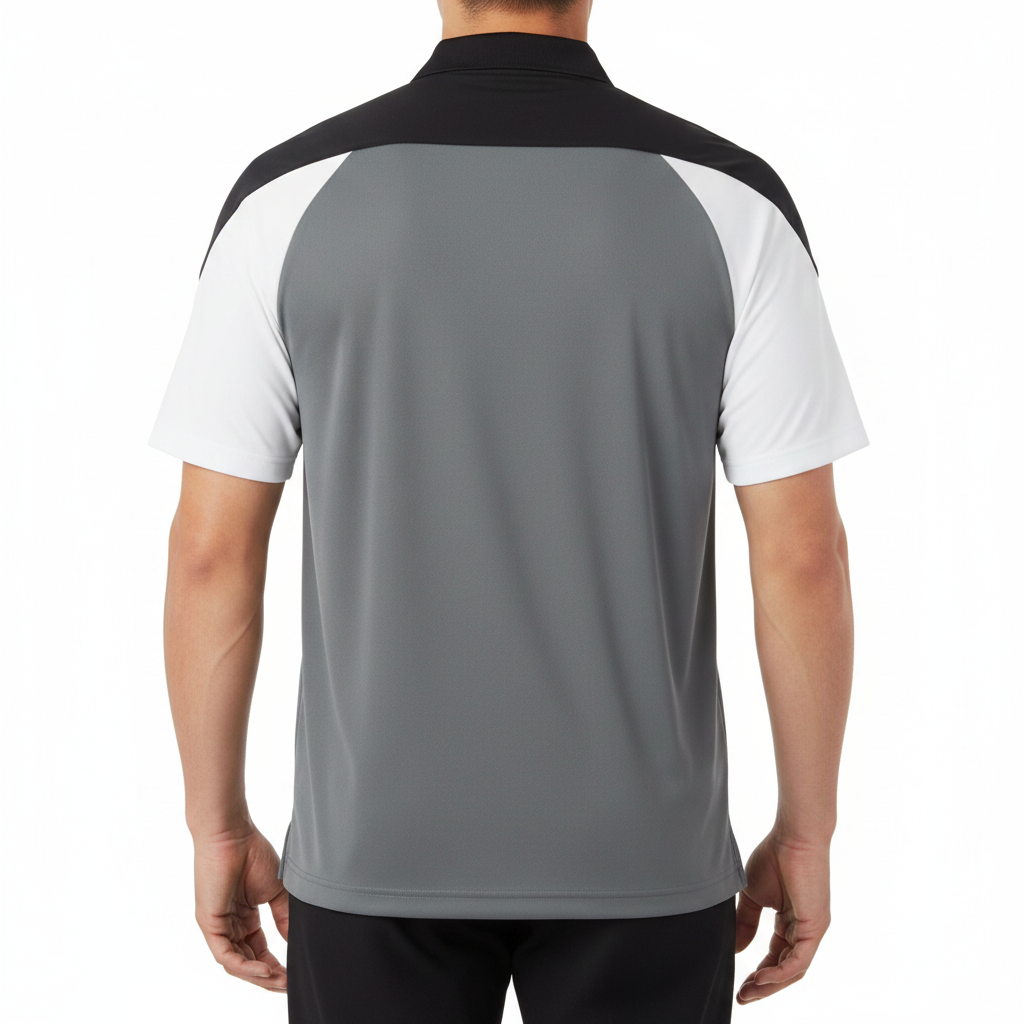 Men's  Jersey 3 Colored Block Polo Shirt Black