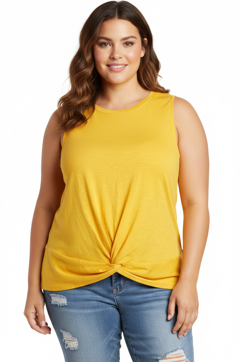 Women's Sleeveless Twist Hem Front  Tank Top  PLUS SIZE