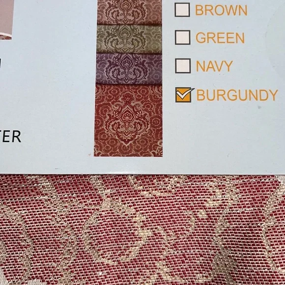 MARILYN BURGUNDY Jacquard  Pattern Panel Curtain w attached lace valance Burgundy