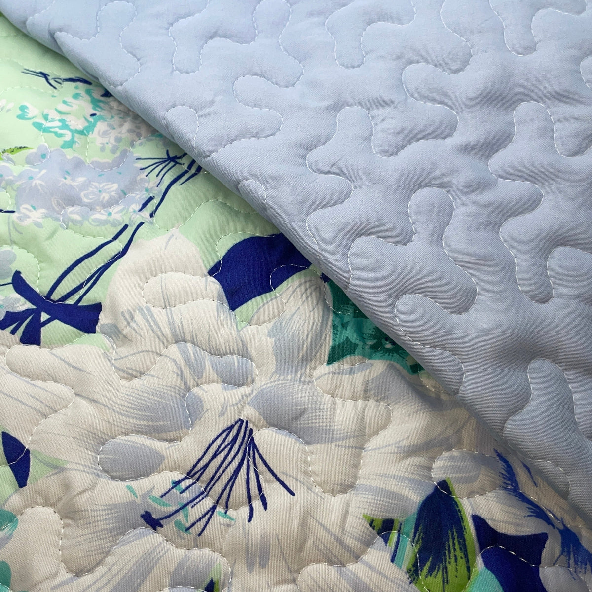 9 Piece Quilt w Sheet Set  pattern Print Reversible Mint Floral KING