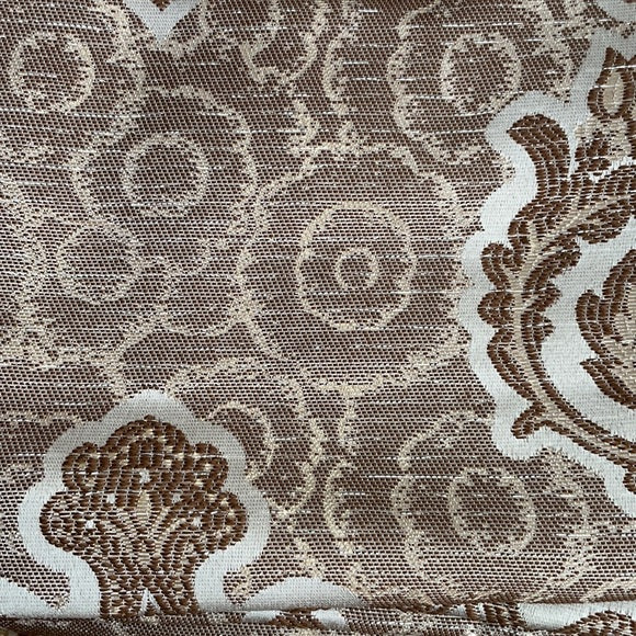 MARILYN  BROWN Jacquard  Pattern Panel Curtain w attached lace valance Brown