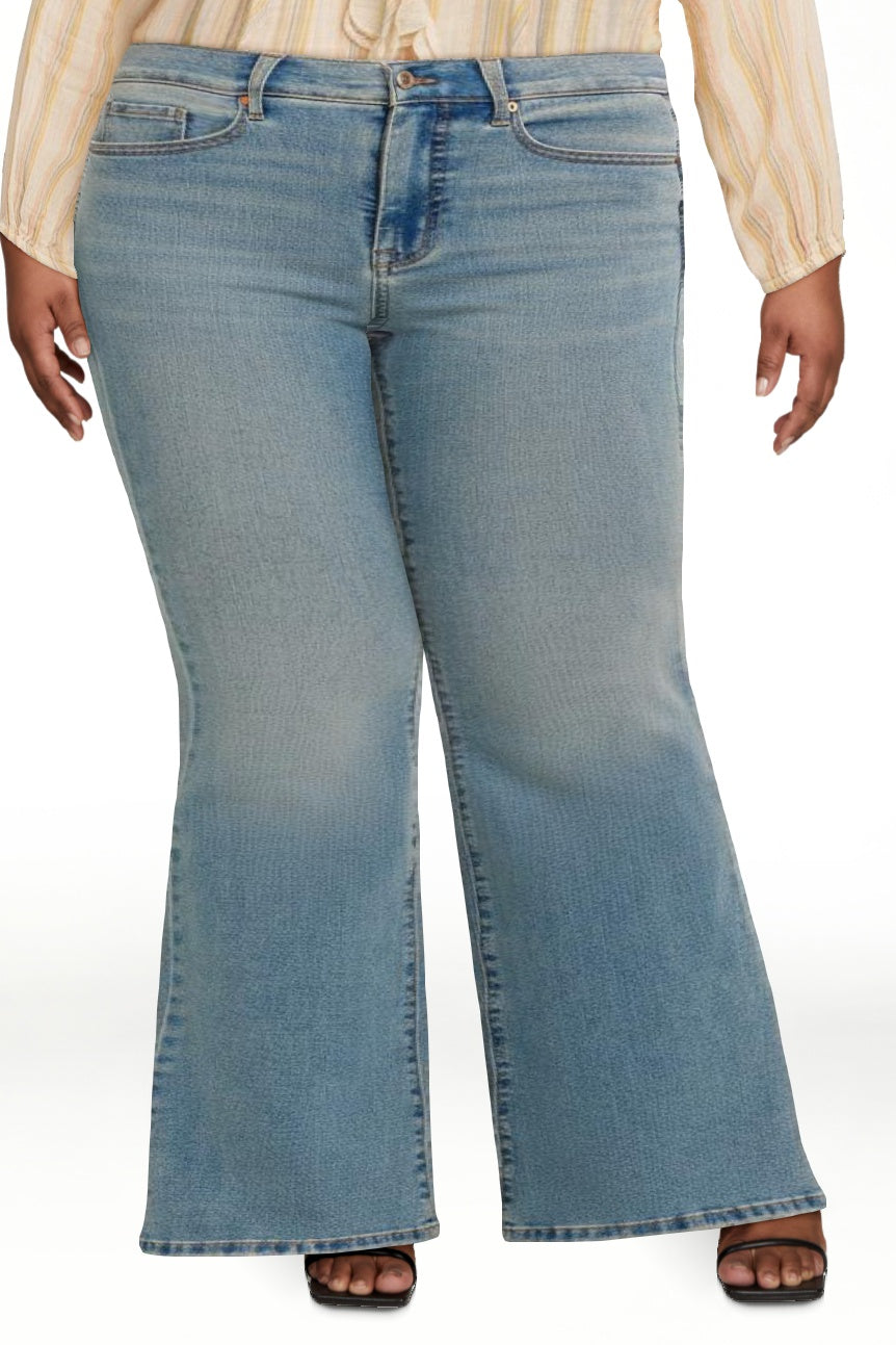 Womens PLUS Jessica Simpson Daisy Fitted Flare Denim Jeans Medium Wash