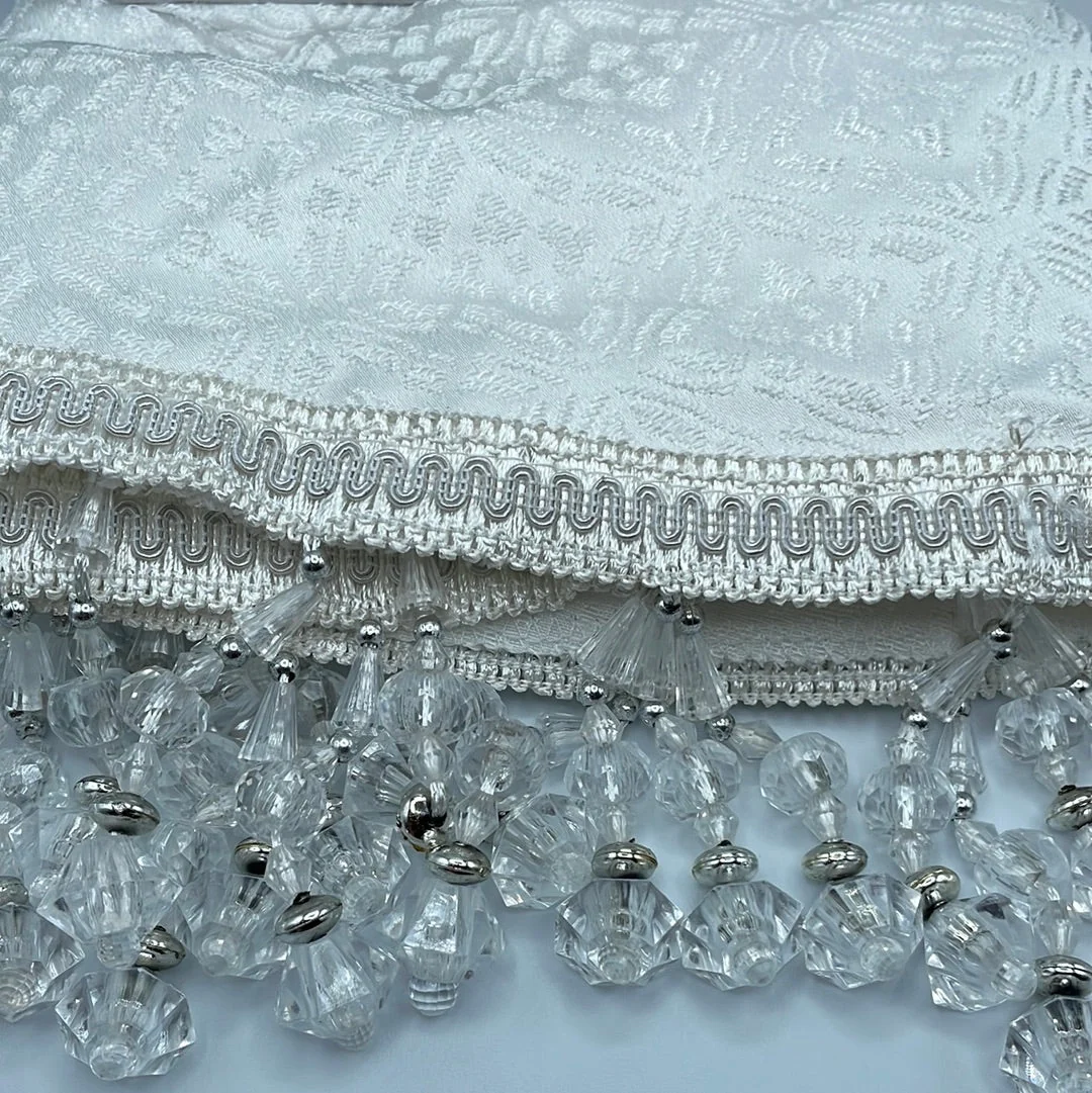 DENISE OFF WHITE 2 PCS Set White Pattern  W Unattached Valance Jacquard  Curtain