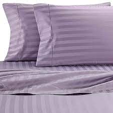 Luxury 6 piece Sheet Set Damask Stripe  Soft 1800 Purple Lavander KING