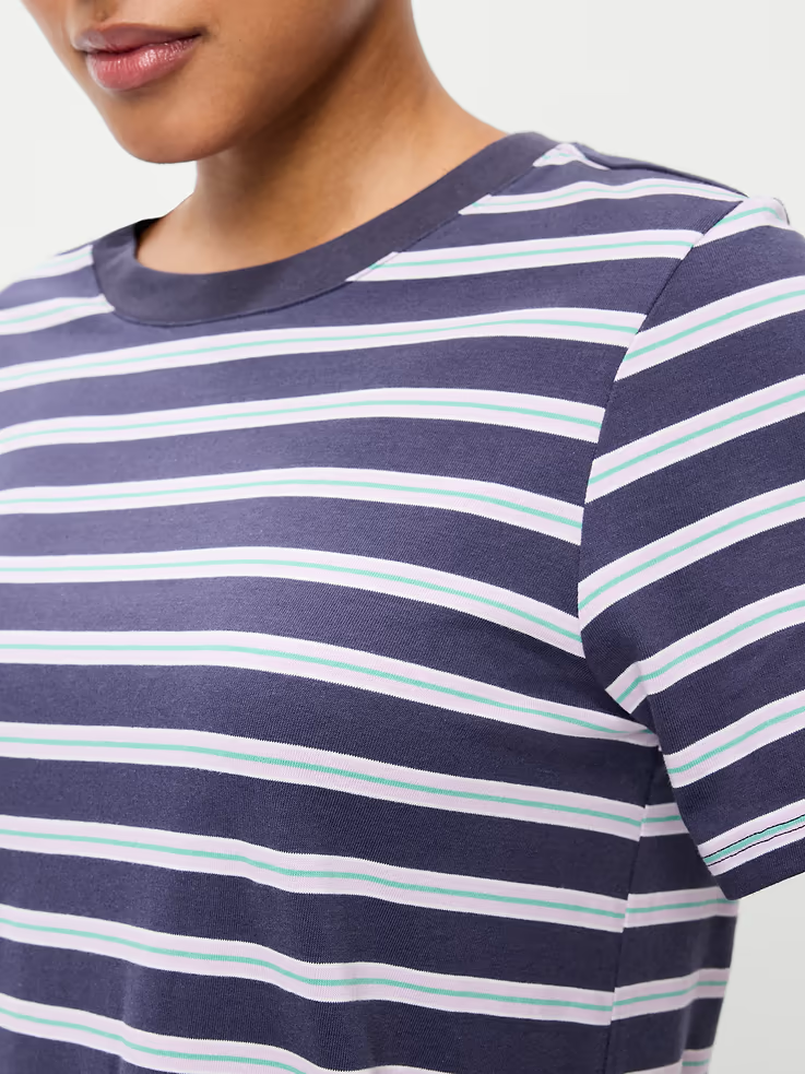 Women's Vintage Striped Crew-Neck Mini T-Shirt Dress