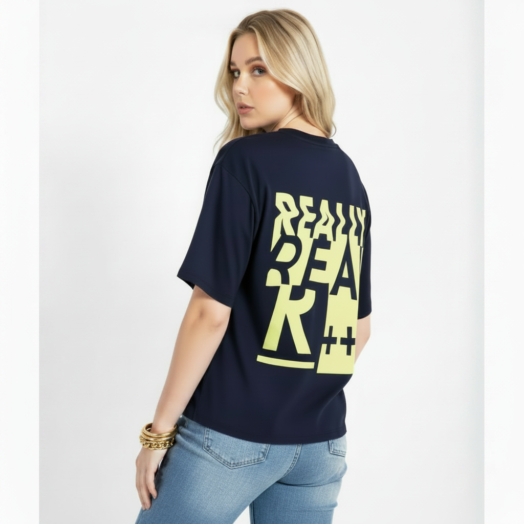 Women's Boxy Graphic Print  Crop " REALLY REAL" Tee T-Shirt