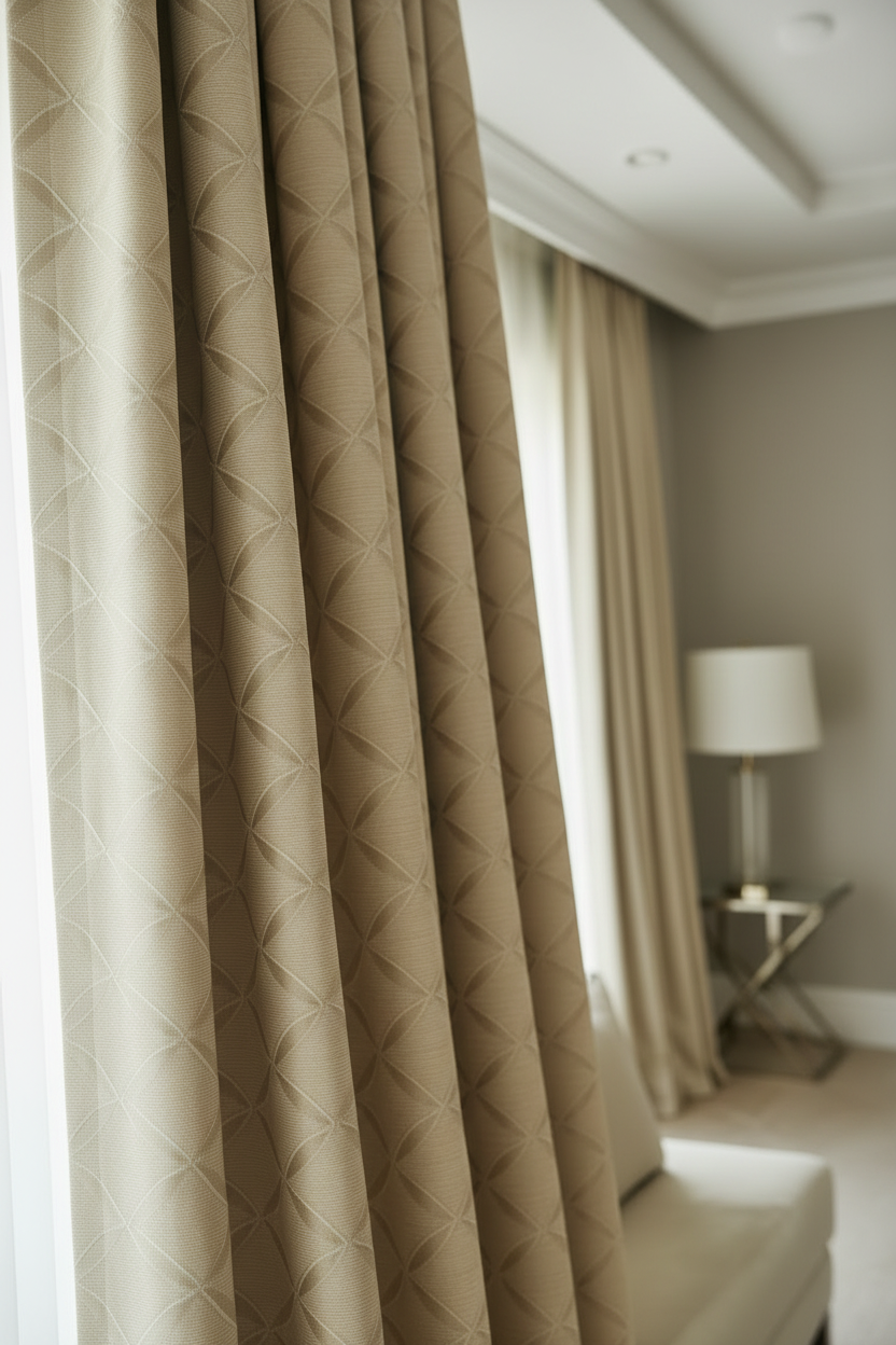 NEW DANIELLE BEIGE Geometric Shape patterned curtain drapes