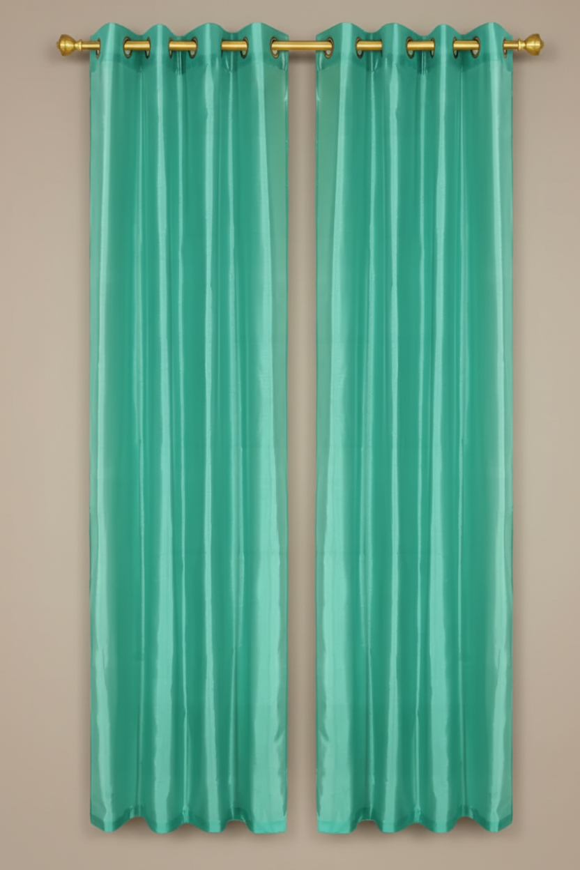 NEW CHRISTINA TURQUOISE  Semi Sheer Faux Slik Solid Panel
