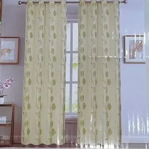 DANIELLE GREEN CIRCLE Jacquard Circle Weave  Grommet Panel Curtain