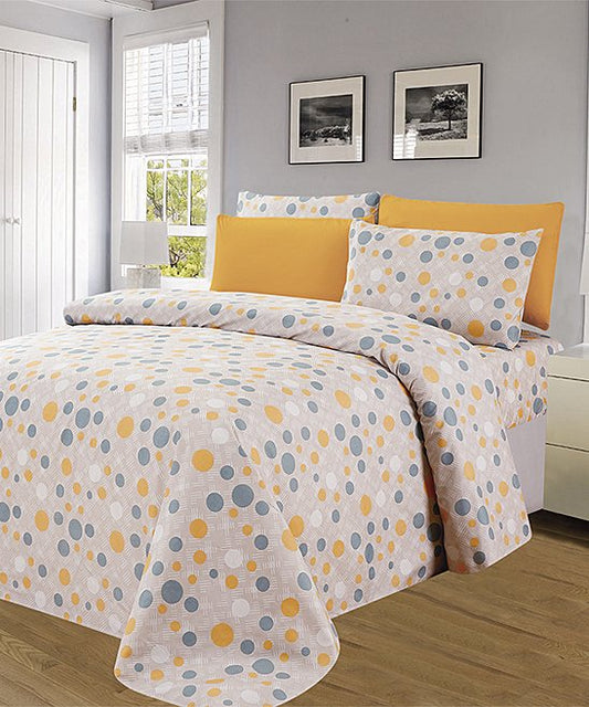 Luxury 6 piece Print Sheet Set Soft 1800  Circle Dot pattern KING
