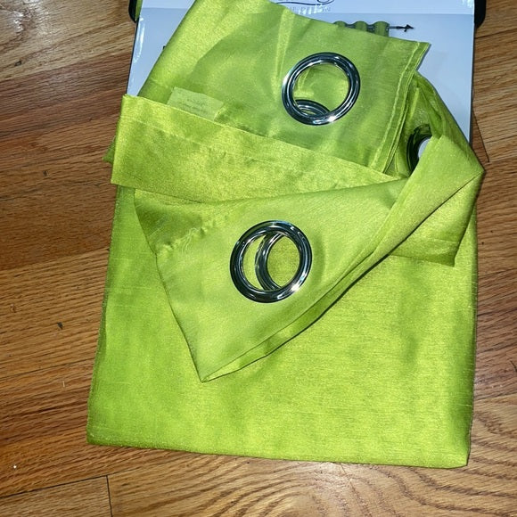 CHRISTINA LIME GREEN Faux silk  Grommet Panel Curtain