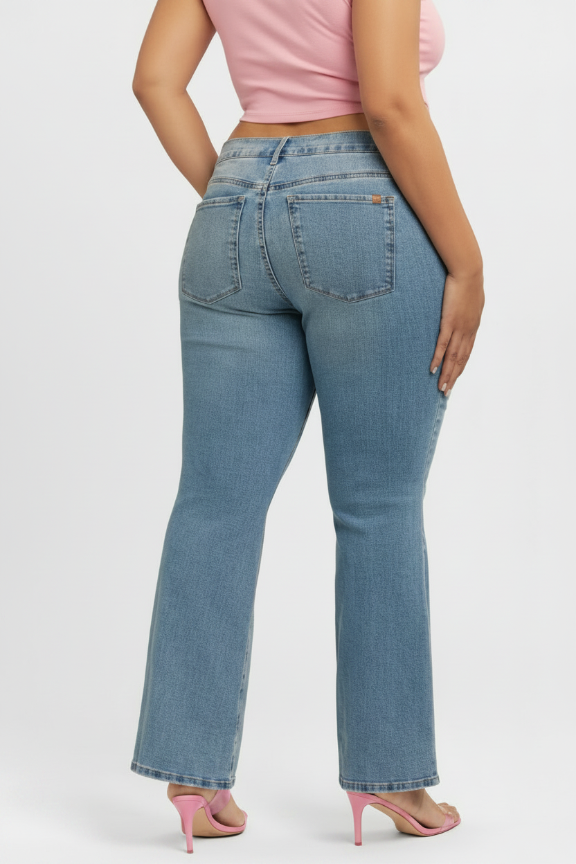 Womens PLUS Jessica Simpson Daisy Fitted Flare Denim Jeans Medium Wash