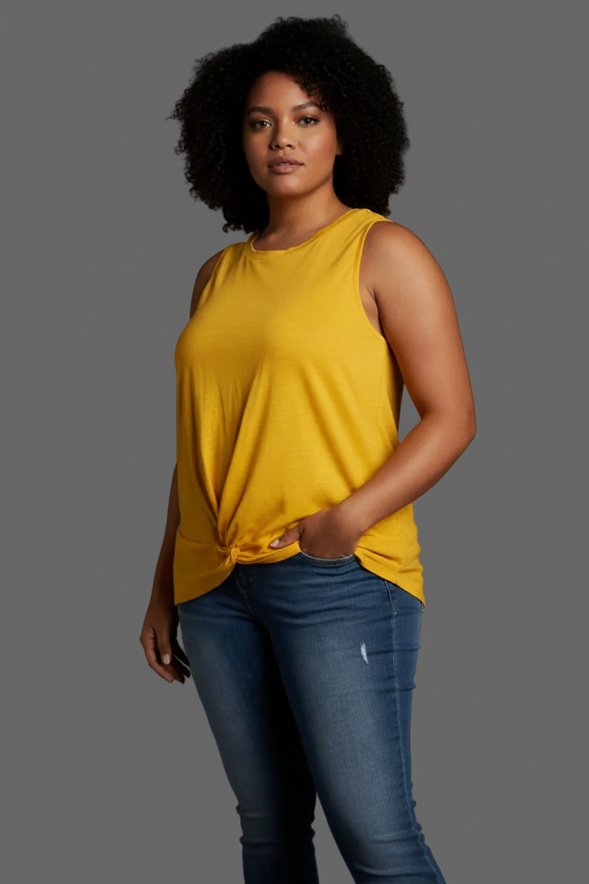Women's Sleeveless Twist Hem Front  Tank Top  PLUS SIZE