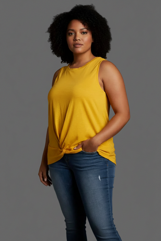 Women's Sleeveless Twist Hem Front  Tank Top  PLUS SIZE