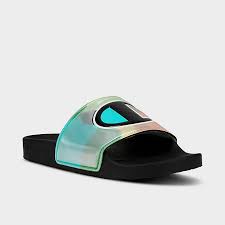 Women's Champion  Print Logo Slipper Slides Incandescent Black