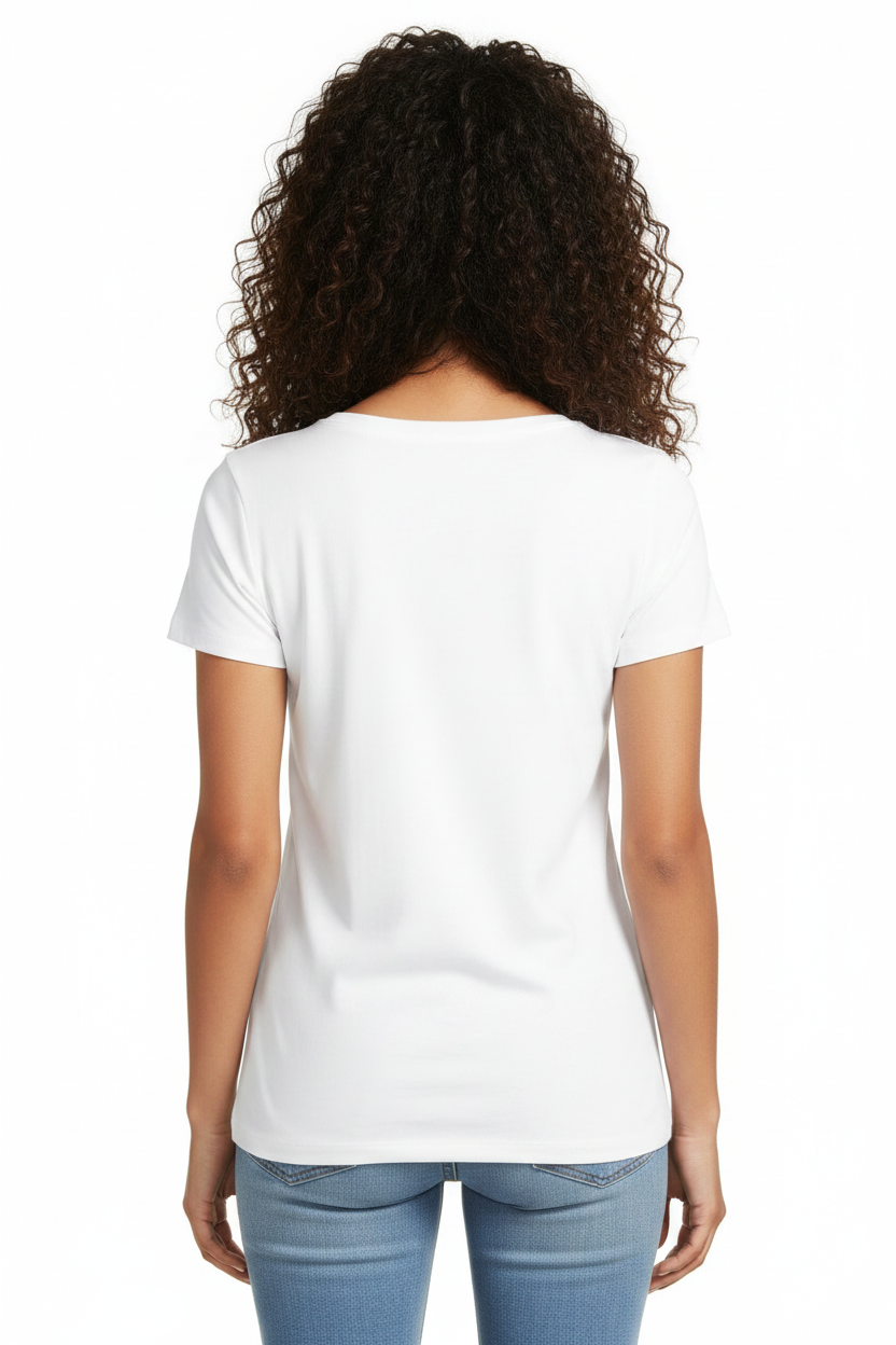 Women's Crew Neck 100% Short Sleeve T-Shirt Tee Shirt  WHITE