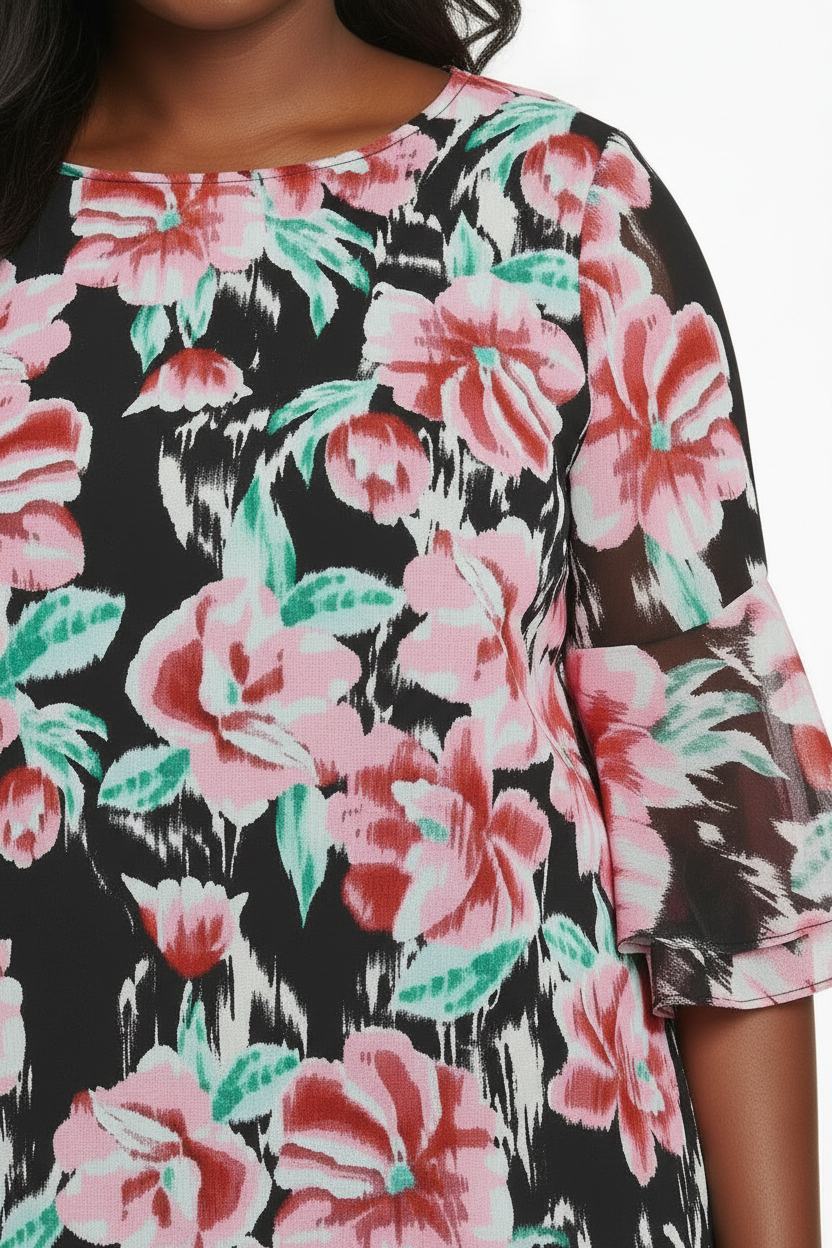PLUS SIZE 2 piece Women's Alex Double Flutter Top Colorful