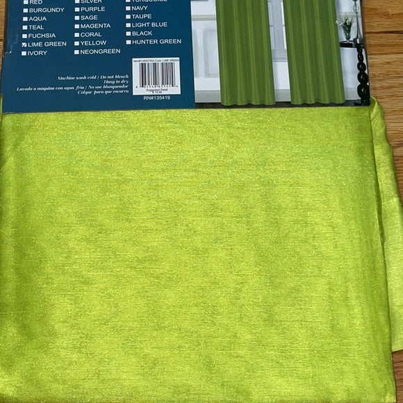 CHRISTINA LIME GREEN Faux silk  Grommet Panel Curtain