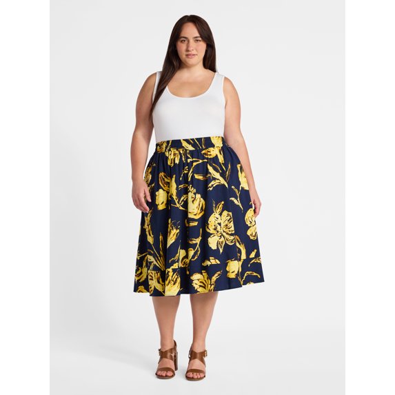 Trendy Women's PLUS Size Women's Tiered Pull-On Skirt