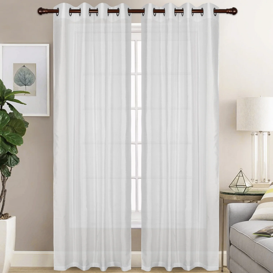 Faux Silk Curtain Panel Curtian with 8 grommets White