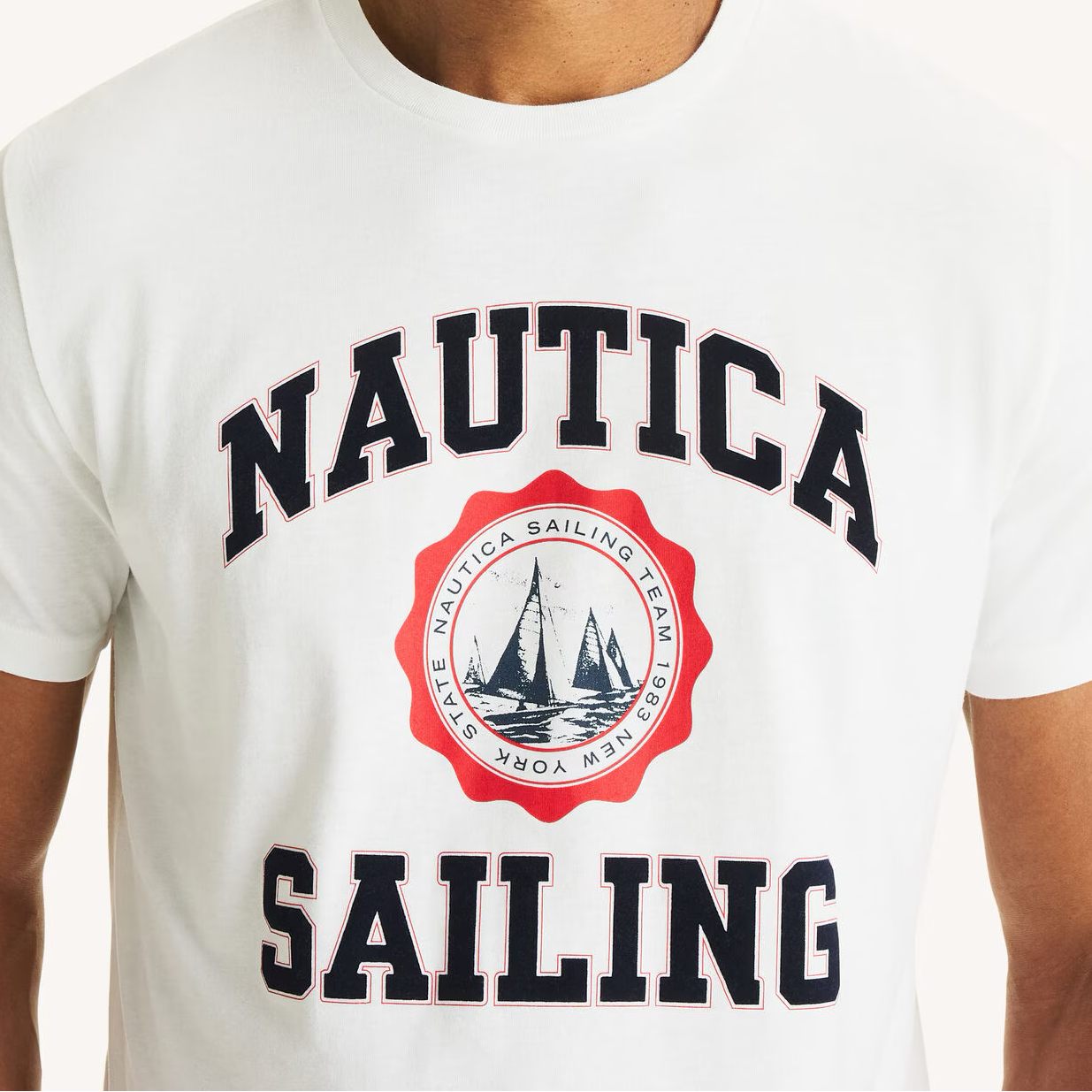 Men's Sailing Graphic T-Shirt Tee cotton Jersey White