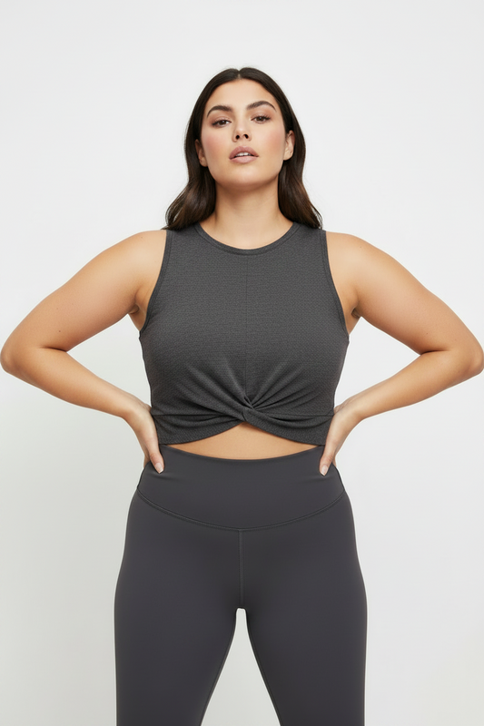 Women's Solid Cropped Twist-Front Tank Plus Size