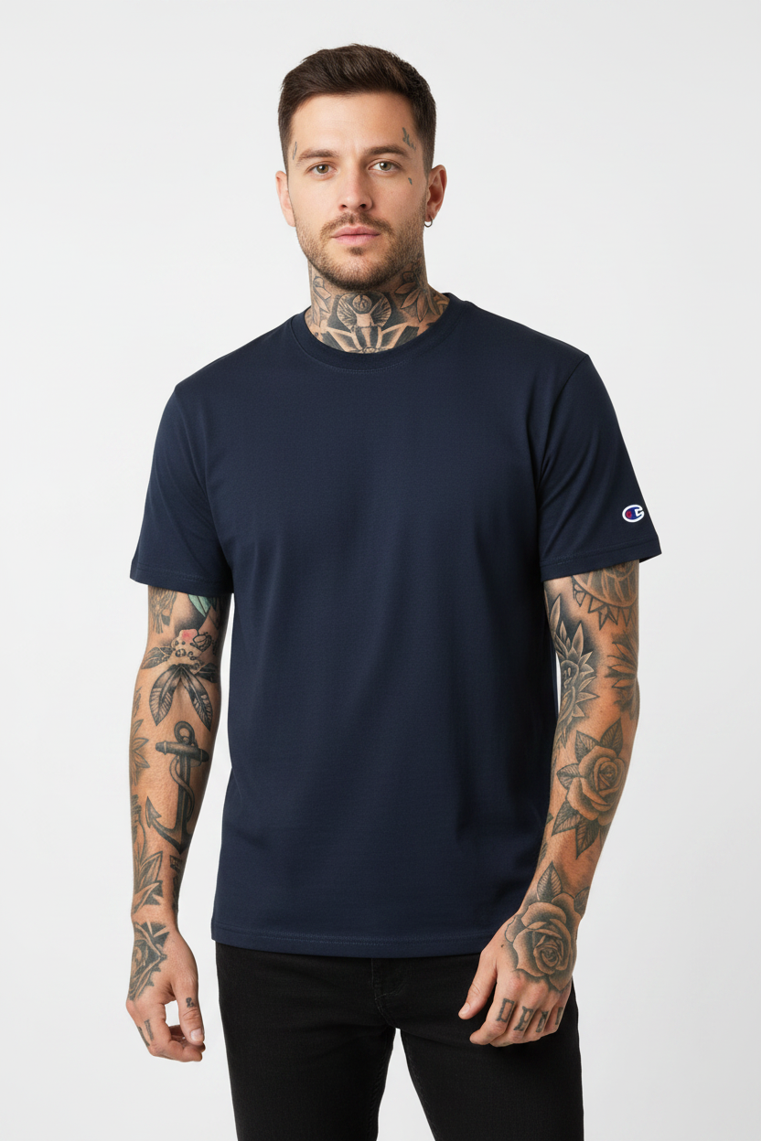 Men's 100% cotton Champion Short Sleeve Logo T-Shirt Navy