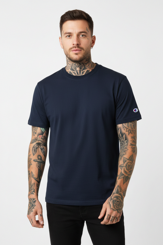 Men's 100% cotton Champion Short Sleeve Logo T-Shirt Navy