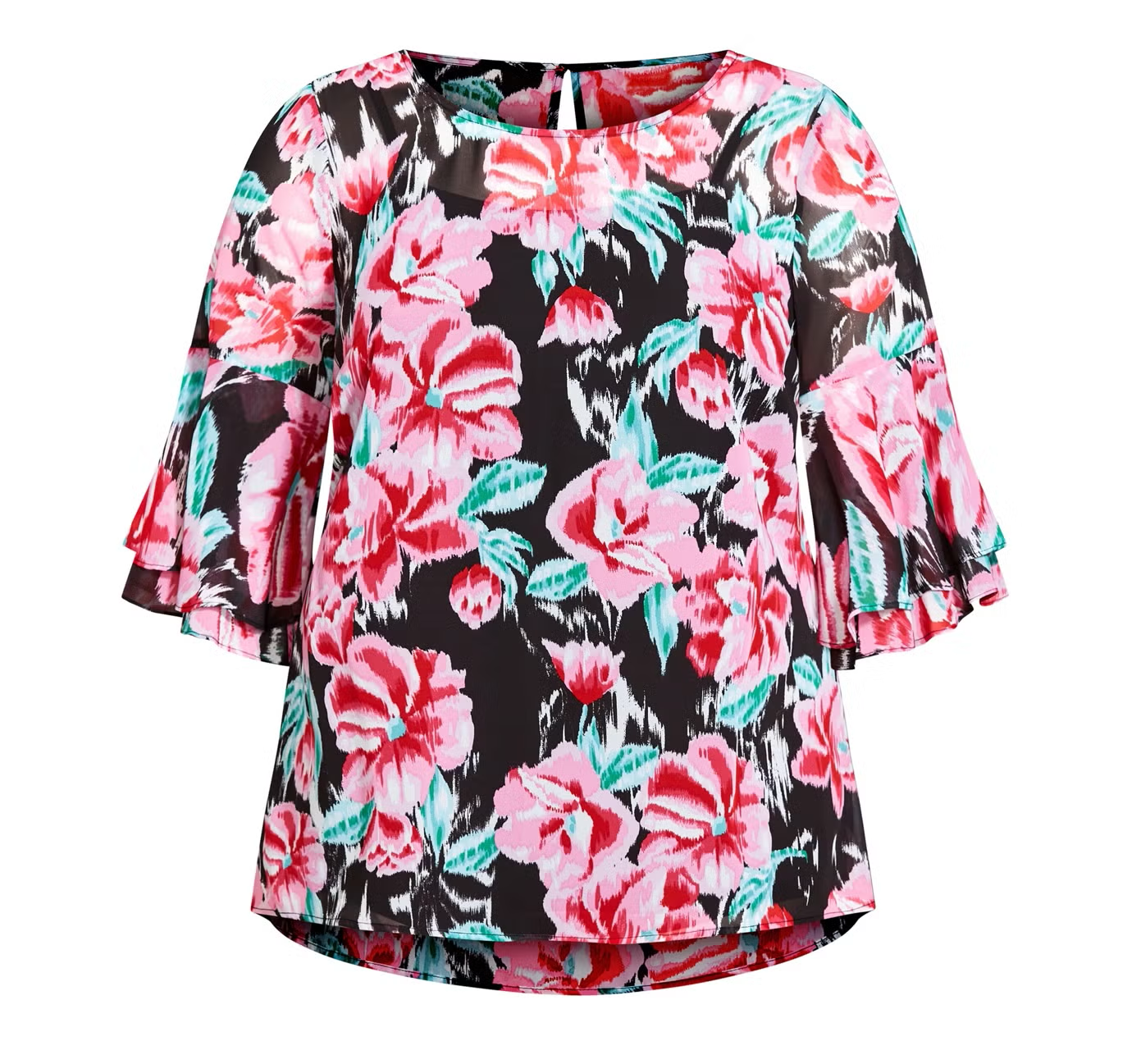 PLUS SIZE 2 piece Women's Alex Double Flutter Top Colorful