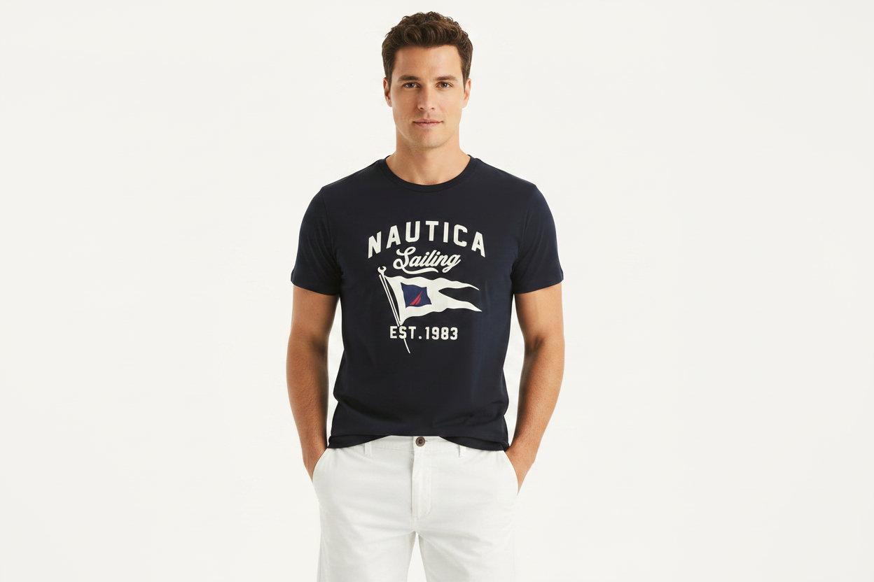 Men's Sailing Graphic T-Shirt Tee T-Shirt 100% cotton Navy