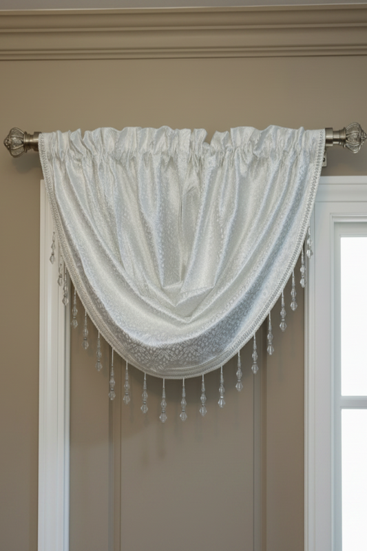 DENISE OFF WHITE Valance Jacquard Pattern Denise beaded valence only Curtain