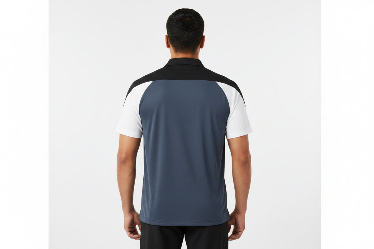 Men's Jersey 3 Color Block Polo Shirt BLUE GRAY