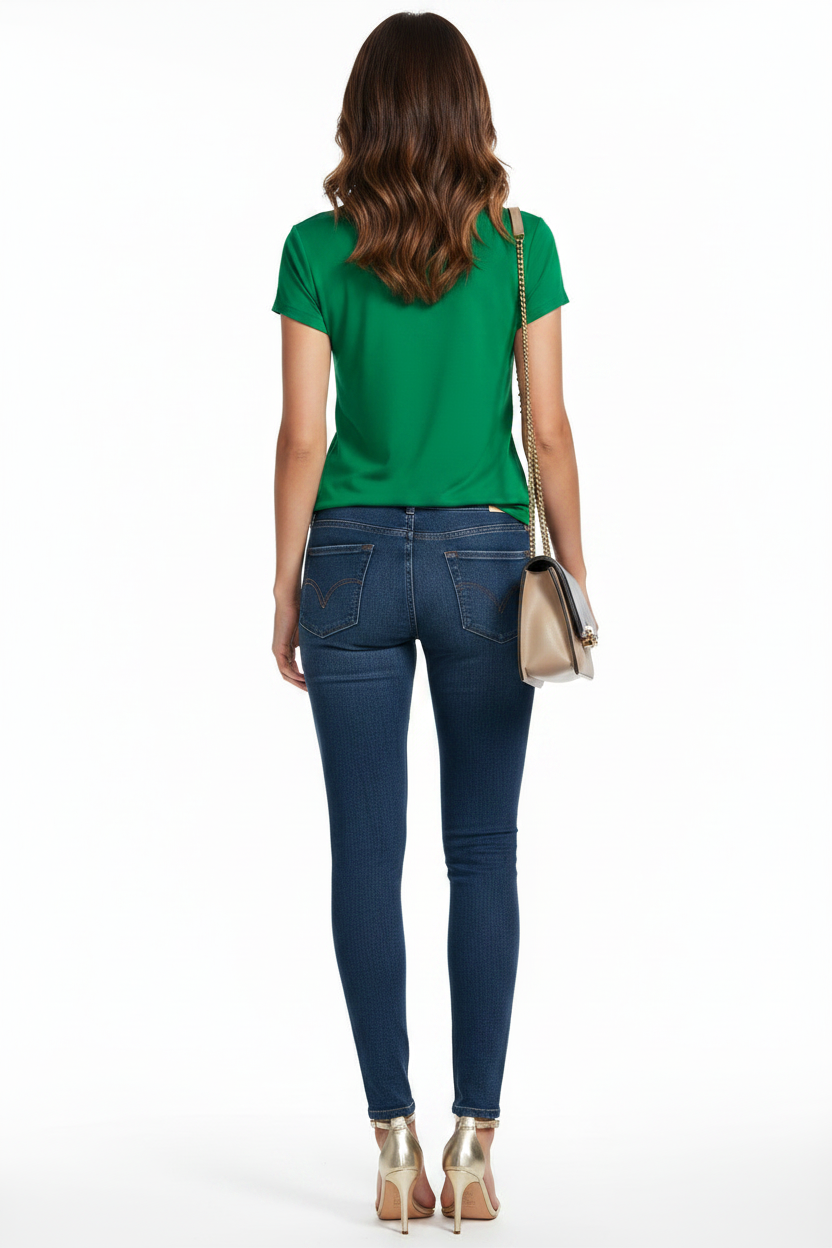 Women's Crew Neck 100% Short Sleeve T-Shirt Tee Shirt GREEN