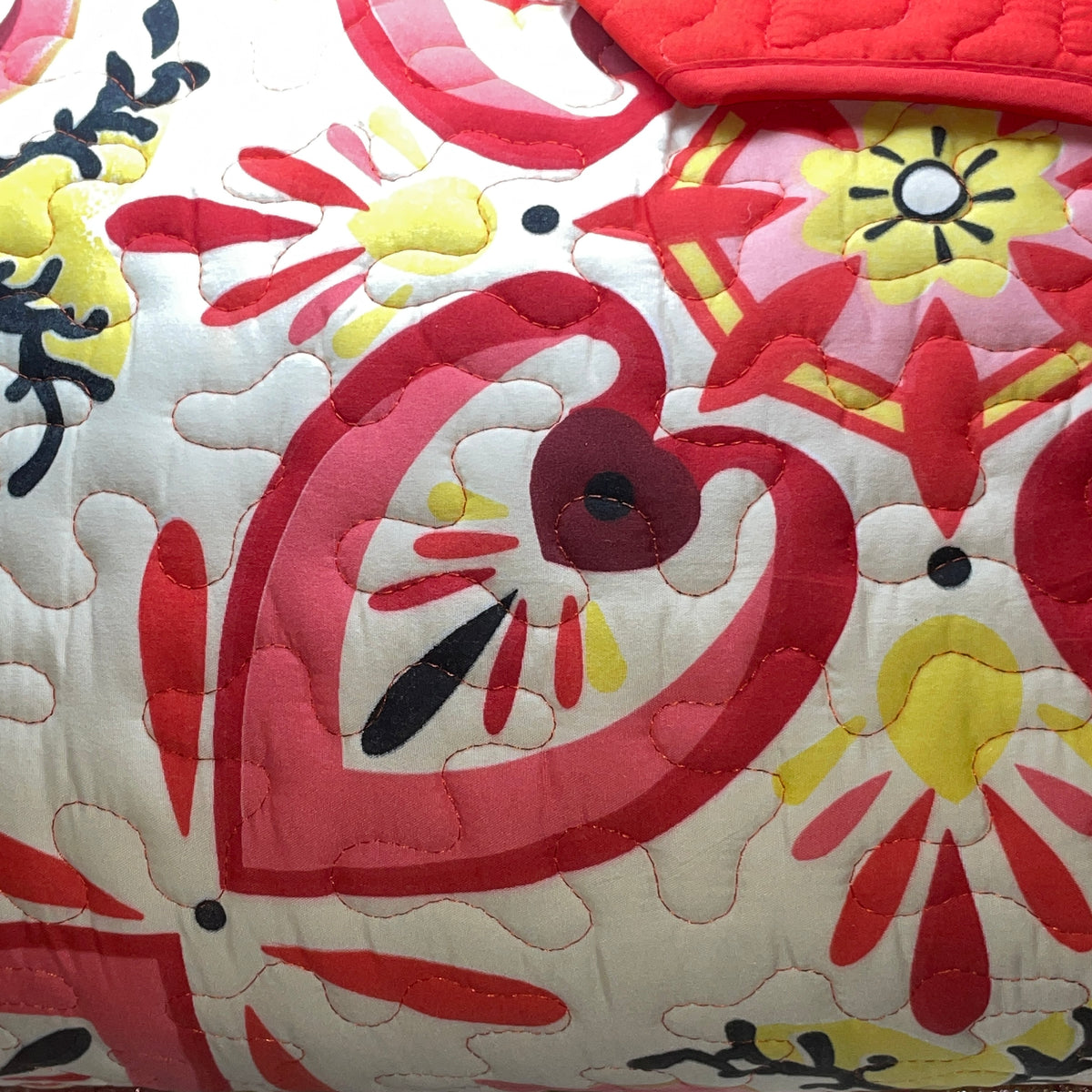 3 Piece Quilt Set Medallion Reversible Pattern Print Red  KING