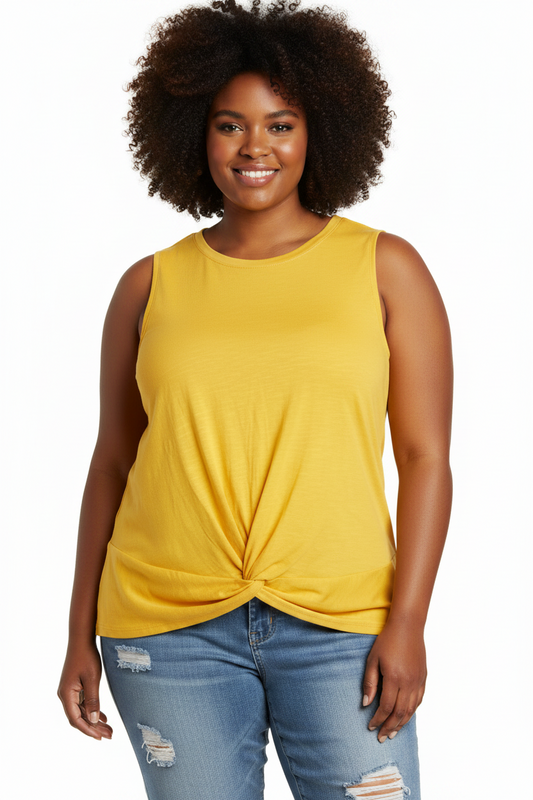 Women's Sleeveless Twist Hem Front  Tank Top  PLUS SIZE