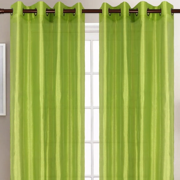 CHRISTINA LIME GREEN Faux silk  Grommet Panel Curtain