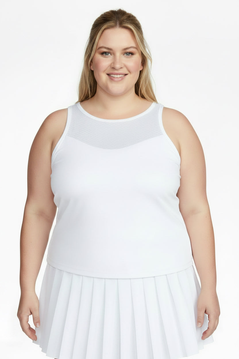 Women's Tennis Mesh Bra Tank Top WHITE PLUS  SIZE White