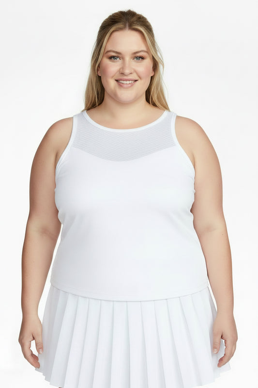 Women's Tennis Mesh Bra Tank Top WHITE PLUS  SIZE White