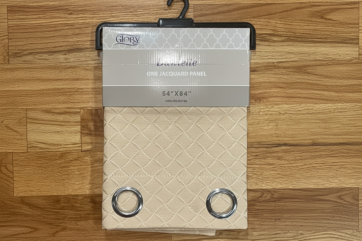 NEW DANIELLE BEIGE Geometric Shape patterned curtain drapes