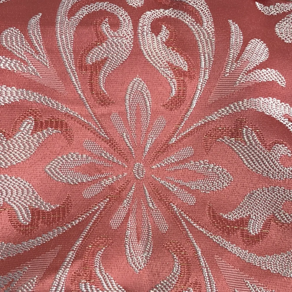 IRENE  BLUSH Jacquard  Pattern Panel Curtain w attached lace valance Coral BLUSH