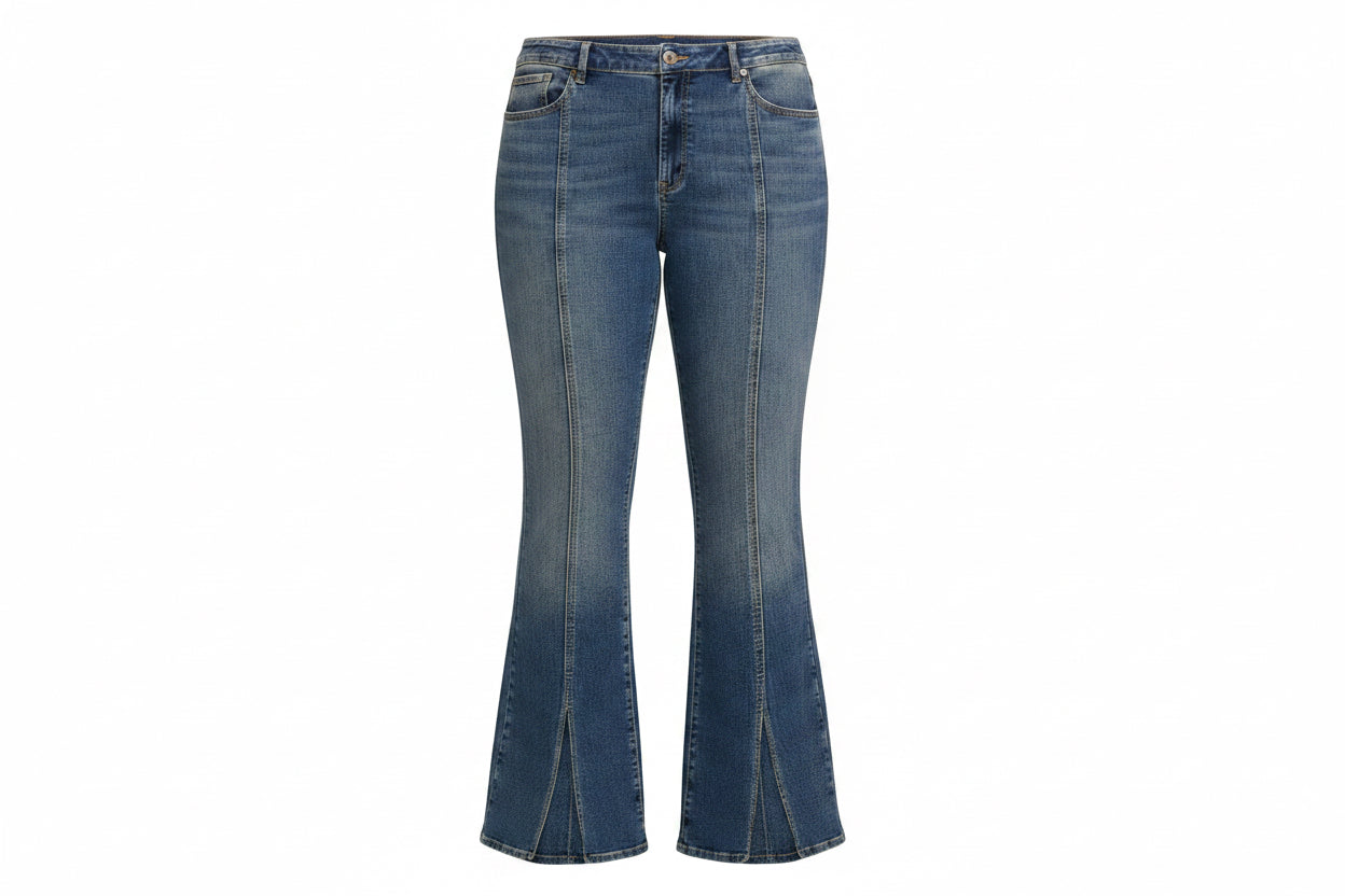 Women's PLUS Jessica Simpson Daisy Flare Slit Front Seamed Denim Dark Jeans
