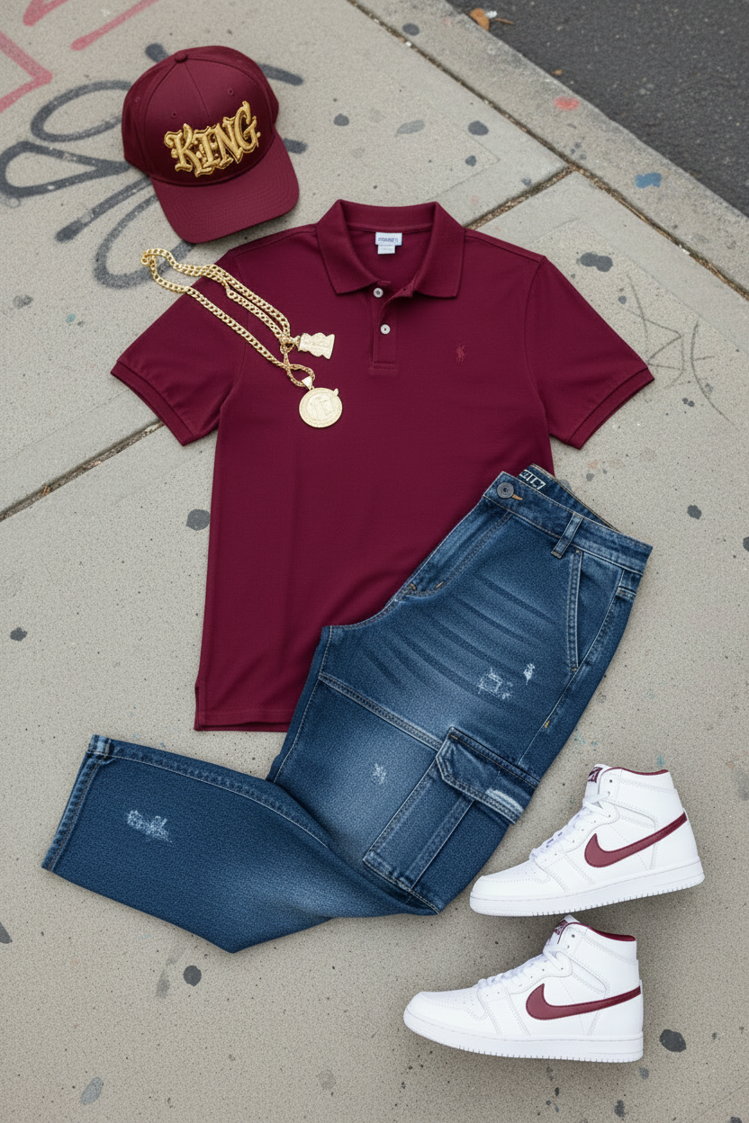 Men's Slim Fit Pique Polo for Men Cranberry Burgundy