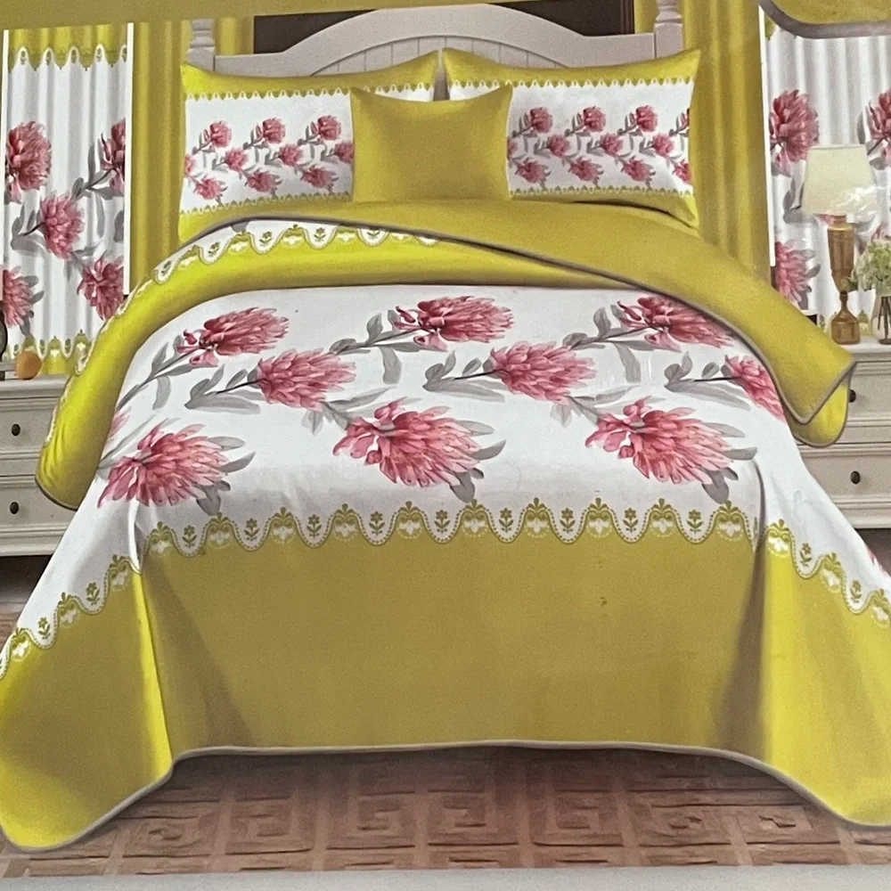 10 Piece LORDES Quilt w Sheet Set W Matching Curtains  KING YELLOW