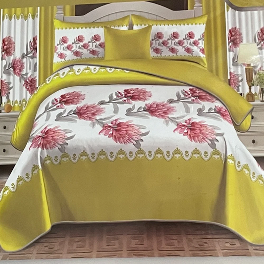 10 Piece LORDES Quilt w Sheet Set W Matching Curtains  KING YELLOW