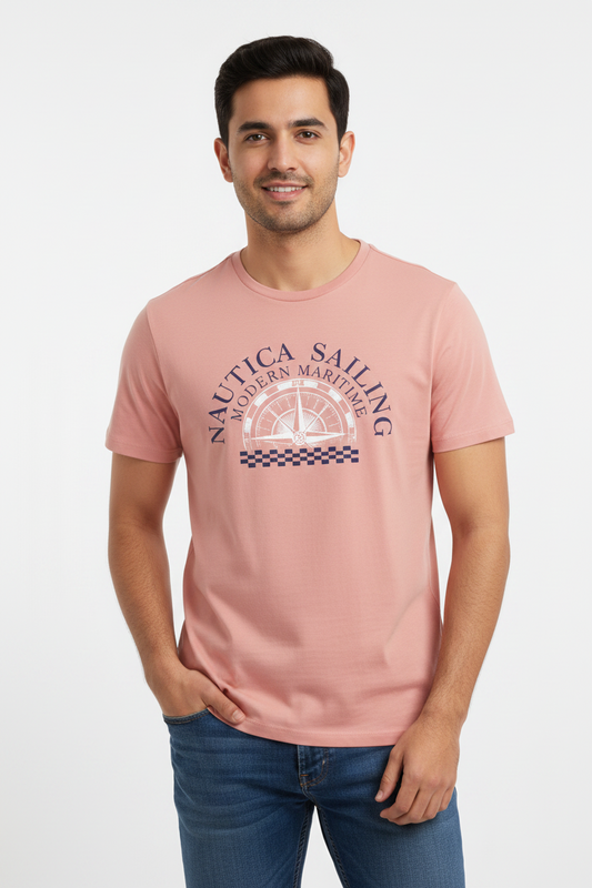 Men's Sailing Graphic T-Shirt Tee T-Shirt 100% cotton Mauve Glow Pink