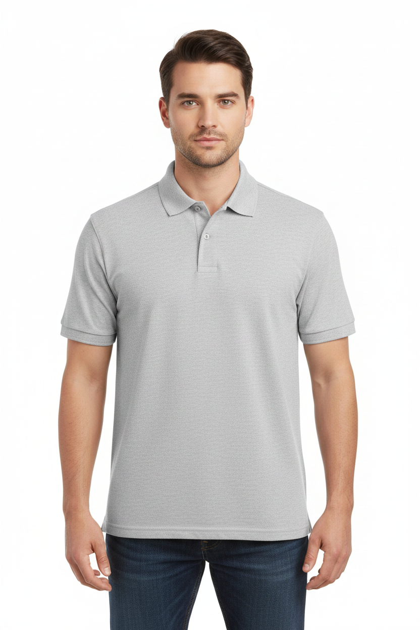 Hanes men's Jersey Knit Sport Polo Shirt Light Gray