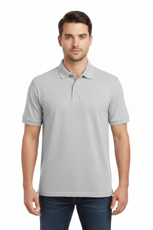 Hanes men's Jersey Knit Sport Polo Shirt Light Gray