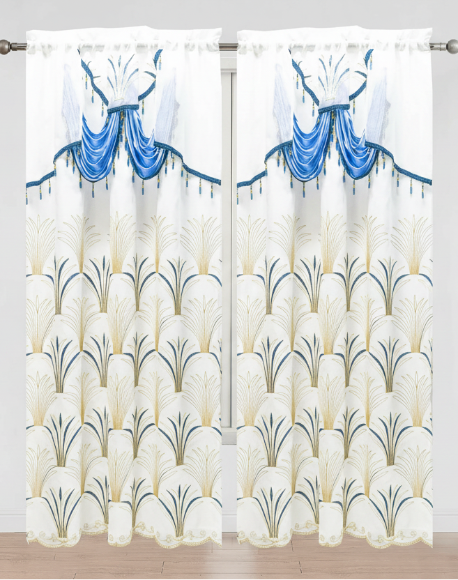HAYDEN Blue  beaded Curtain with Beaded Valance